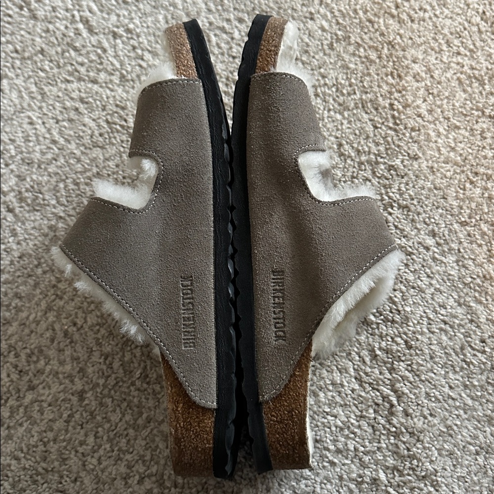 Birkenstock shearling lined Arizona grey sandals sz 40 9 - Picture 7 of 10